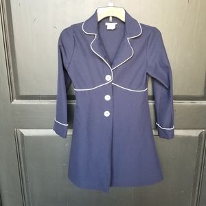 GIRLS SZ 12 NAVY LONG JACKET COAT